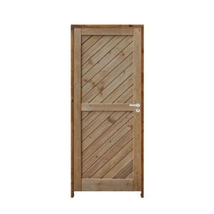 Porta Mexicana Diagonal Pinus 92 X 2.10 Batente Ecológico 14cm Fechadura Externa Lado Esquerdo - Rodam