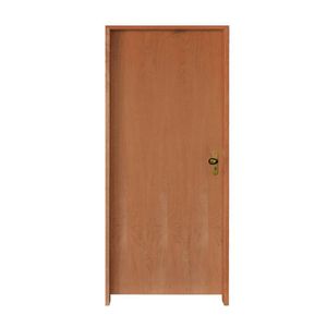 Kit Porta Lisa Padrão Imbuia 92 X 2.10 Batente 14cm Fechadura Externa Lado Esquerdo - Hale