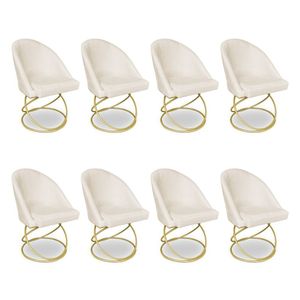 Kit 08 Cadeiras Poltrona De Jantar Bela Veludo Base Metálica Luxo Dourado - Pallazio Cor Grafite