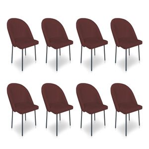 Kit 8 Cadeiras Poltrona De Jantar Ariel Suede Marsala Pés De Ferro Preto - Pallazio