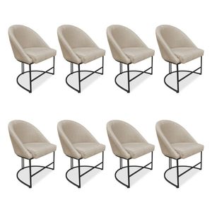 Kit 08 Cadeiras Poltrona De Jantar Bela Suede Base Metálica Industrial Preto - Pallazio Cor Marrom Rato