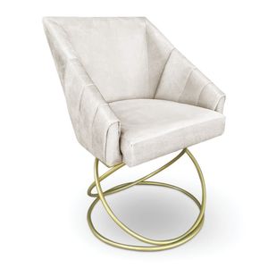 Poltrona Luxo Alana Suede Base De Ferro Dourado - Pallazio Cor Marrom Rato