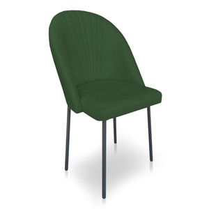 Cadeira Poltrona De Jantar Ariel Suede Verde Pés De Ferro Preto - Pallazio