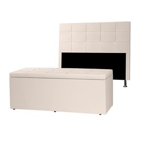 Kit Cabeceira E Calçadeira Baú Queen 1,60m Roma Corano - Pallazio Cor Preto