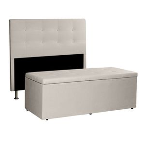 Kit Cabeceira E Calçadeira Baú Queen 1,60m Berlim Suede - Pallazio Cor Rosa