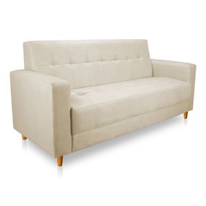Sofá 03 Lugares 180cm Atenas Suede Pés Castanho - Pallazio Cor Marrom Rato
