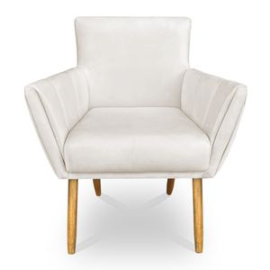 Poltrona Decorativa Leticia Suede Pés Palito Castanho - Pallazio Cor Bege
