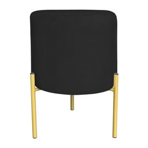 Puff Decorativo Soren Suede Preto Pés De Ferro Dourado - Pallazio