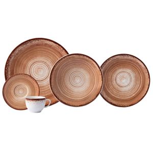Aparelho De Jantar 20 Peças Esfera Marrom Schmidt