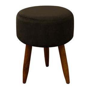 Puff Banqueta Decorativo Pés Madeira Marrom Escuro