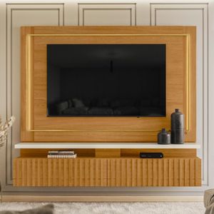 Painel Bancada Suspensa Com Led Tvs Até 75 Polegadas Gaia - Cinamomo Off White