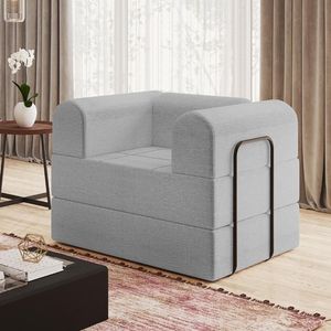 Poltrona Solteiro D-plus 90 Cm Monaco - Linho Cinza Linho Cinza