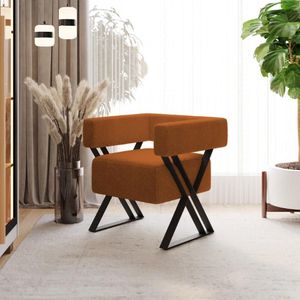 Poltrona Decorativa Estrutura De Ferro Mirela - Boucle Terracota Boucle Terracota