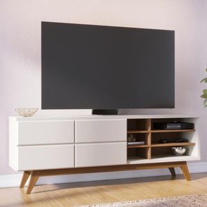 Rack Bancada 2 Portas Chanfradas Noronha - Freijó Off White Matte