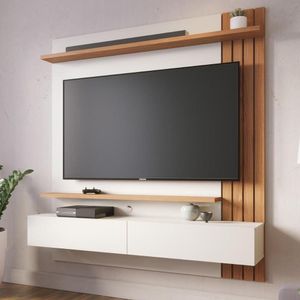 Painel Home Suspenso 2 Portas Tv's 65" Juriti - Freijó Off White Matte