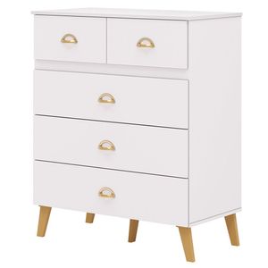Cômoda Para Quarto 91cm 5 Gavetas Ibiza Flex Branco Camarim Vila Rica