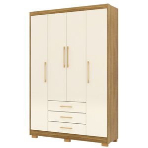 Guarda Roupa Solteiro 150cm 4 Portas Espanha Nature-champanhe Vila Rica
