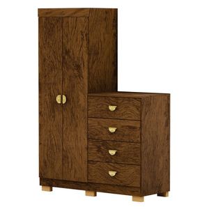 Guarda Roupa Cômoda 4 Gavetas 120cm Cristal Imbuia Rústico Vila Rica