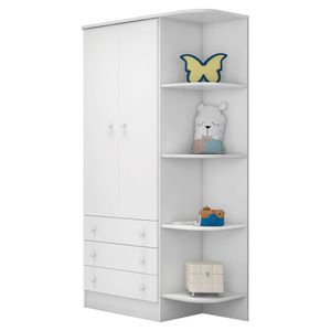 Guarda Roupa Infantil 2 Portas Doce Sonho Branco Qmovi
