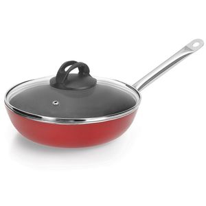 Frigideira Com Cabo Vermelha 26 Cm 3l Em Alumínio Com Revestimento Antiaderente Nigro