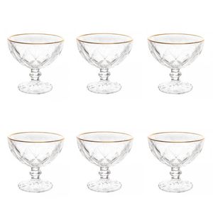 Taças De Vidro Com Fio De Ouro Para Sobremesa 6 Peças 250 Ml Diamonds Lyor