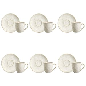 Conjunto De Xícara De Cafezinho Com Pires 06 Peças Orgânico Vanilla Porto Brasil