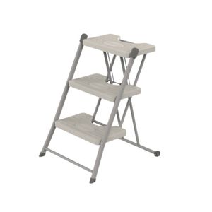 Escada Alcance 3 Degraus Dobrável 120 Kg Cinza Anodilar