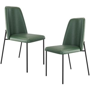 Kit 02 Cadeiras Decorativa Estofada Para Sala De Jantar Bella L02 Couríssimo Verde - Lyam Decor