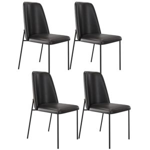 Kit 04 Cadeiras Decorativa Estofada Para Sala De Jantar Bella L02 Couríssimo Preto - Lyam Decor