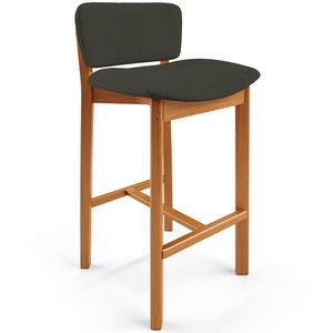 Banqueta Alta Para Cozinha Sala De Jantar Bar Dara L02 Linho Verde-musgo - Lyam Decor