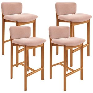 Kit 04 Banquetas Alta Para Cozinha Sala De Jantar Bar Dara L02 Bouclê Rosê - Lyam Decor