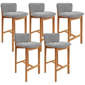 Kit 05 Banquetas Alta Para Cozinha Sala De Jantar Bar Dara L02 Bouclê Cinza - Lyam Decor