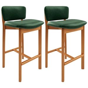 Kit 02 Banquetas Alta Para Cozinha Sala De Jantar Bar Dara L02 Couríssimo Verde Musgo - Lyam Decor