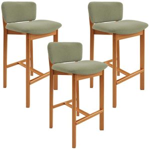 Kit 03 Banquetas Alta Para Cozinha Sala De Jantar Bar Dara L02 Bouclê Oliva - Lyam Decor