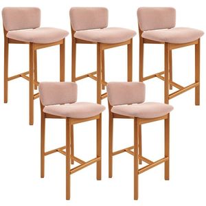 Kit 05 Banquetas Alta Para Cozinha Sala De Jantar Bar Dara L02 Bouclê Rosê - Lyam Decor