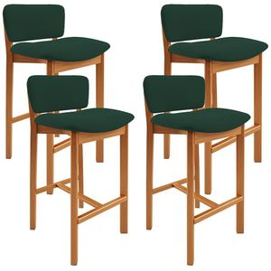 Kit 04 Banquetas Alta Para Cozinha Sala De Jantar Bar Dara L02 Suede Verde Musgo - Lyam Decor
