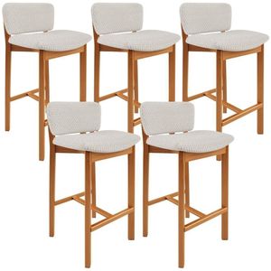 Kit 05 Banquetas Alta Para Cozinha Sala De Jantar Bar Dara L02 Bouclê Cru - Lyam Decor