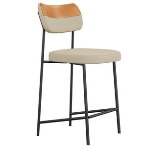 Banqueta Baixa Bar Cozinha Sala De Jantar Whisky Melina L02 Couríssimo Whisky Linho Bege - Lyam Decor