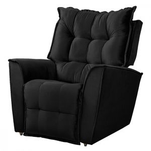 Poltrona Reclinavel Do Papai Para Sala King Veludo Preto Preto
