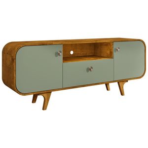Rack Para Sala De Estar Tv 55 Pol Orgânico Picasso B02 Naturalle Pistache - Lyam Decor