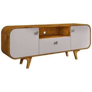 Rack Para Sala De Estar Tv 55 Pol Orgânico Picasso B02 Naturalle Off White - Lyam Decor
