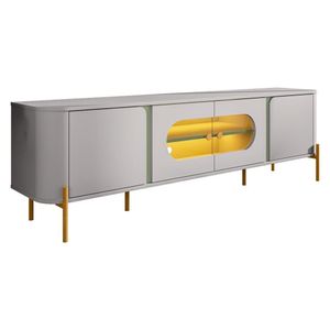 Rack Para Sala De Estar Tv 75 Pol Orgânico Suy B02 Off White Pistache - Lyam Decor