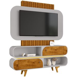Estante Painel Ripado Para Tv 55 Pol Orgânico Floripa B02 Naturalle Off White - Lyam Decor