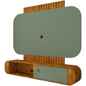 Painel Para Tv 55 Pol Com Bancada Suspensa Maestri B02 Naturalle Pistache - Lyam Decor