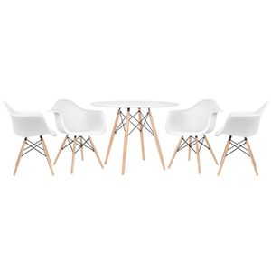 Kit - Mesa Eames 100 Cm + 4 Cadeiras Eames Daw Mesa Branco Com Cadeiras Branco Mesa Branco Com Cadeiras Branco