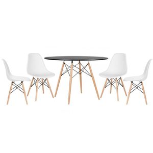 Kit - Mesa Eames 120 Cm Preto + 4 Cadeiras Eames Dsw Branco Mesa Preto Com Cadeiras Branco
