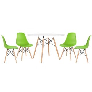 Kit - Mesa Eames 120 Cm Branco + 4 Cadeiras Eames Dsw Verde Claro Mesa Branco Com Cadeiras Verde Claro