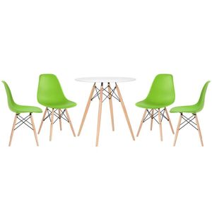 Kit - Mesa Eames 70 Cm Branco + 4 Cadeiras Eames Dsw Verde Claro Mesa Branco Com Cadeiras Verde Claro