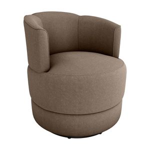Poltrona Decorativa Giratória Base De Ferro Marselha Matrix Boucle Marrom