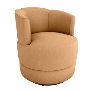 Poltrona Decorativa Giratória Base De Ferro Marselha Matrix Boucle Mostarda